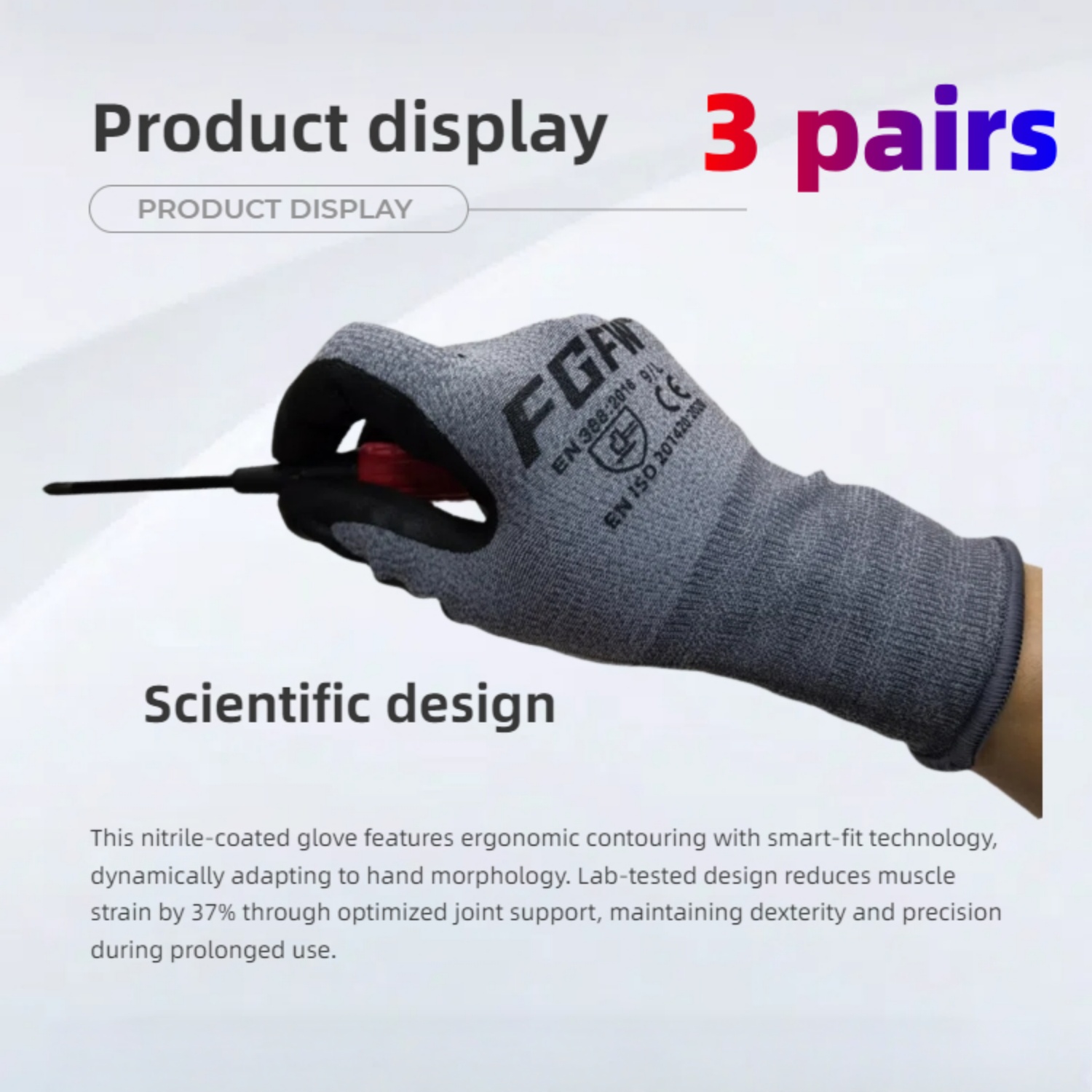 3 Pairs Soft Breathable Spande - Nitrile Mechanic Glove ulasan dan harga